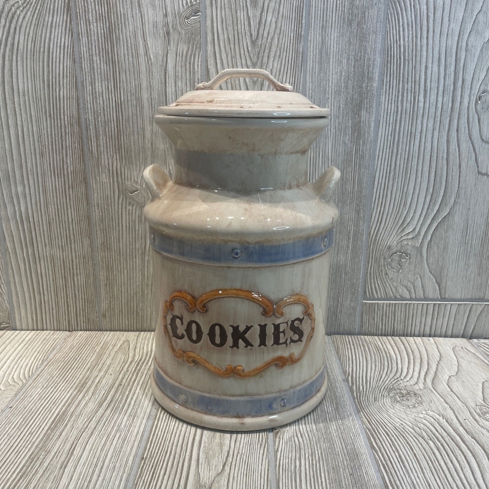 VTG Treasure Craft Milk Can Cookie Jar Ceramic Made in USA Farmhouse Decor 11"